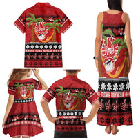 French Polynesia Christmas Family Matching Tank Maxi Dress and Hawaiian Shirt Tiare Chilling Santa Oaoa I teie Noera - Polynesian Pride