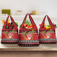 French Polynesia Christmas Grocery Bag Tiare Chilling Santa Oaoa I teie Noera - Polynesian Pride