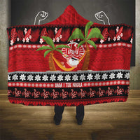 French Polynesia Christmas Hooded Blanket Tiare Chilling Santa Oaoa I teie Noera - Polynesian Pride