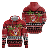 French Polynesia Christmas Hoodie Tiare Chilling Santa Oaoa I teie Noera - Polynesian Pride