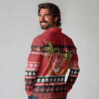 French Polynesia Christmas Long Sleeve Polo Shirt Tiare Chilling Santa Oaoa I teie Noera - Polynesian Pride