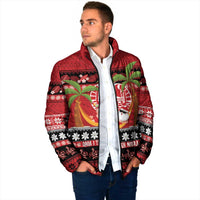French Polynesia Christmas Padded Jacket Tiare Chilling Santa Oaoa I teie Noera - Polynesian Pride