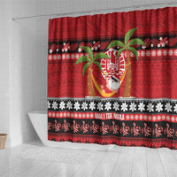 French Polynesia Christmas Shower Curtain Tiare Chilling Santa Oaoa I teie Noera - Polynesian Pride