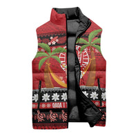 French Polynesia Christmas Sleeveless Puffer Jacket Tiare Chilling Santa Oaoa I teie Noera - Polynesian Pride