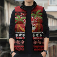 French Polynesia Christmas Sleeveless Puffer Jacket Tiare Chilling Santa Oaoa I teie Noera - Polynesian Pride