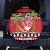 French Polynesia Christmas Spare Tire Cover Tiare Chilling Santa Oaoa I teie Noera - Polynesian Pride