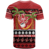 French Polynesia Christmas T Shirt Tiare Chilling Santa Oaoa I teie Noera - Polynesian Pride