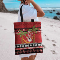 French Polynesia Christmas Tote Bag Tiare Chilling Santa Oaoa I teie Noera - Polynesian Pride