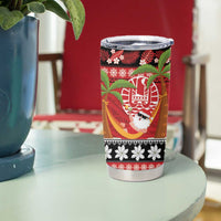French Polynesia Christmas Tumbler Cup Tiare Chilling Santa Oaoa I teie Noera - Polynesian Pride