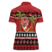 French Polynesia Christmas Women Polo Shirt Tiare Chilling Santa Oaoa I teie Noera - Polynesian Pride