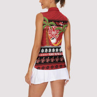 French Polynesia Christmas Women Sleeveless Polo Shirt Tiare Chilling Santa Oaoa I teie Noera - Polynesian Pride