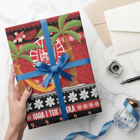French Polynesia Christmas Wrapping Paper Tiare Chilling Santa Oaoa I teie Noera - Polynesian Pride