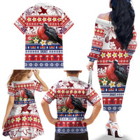 Kiribati Christmas Family Matching Off The Shoulder Long Sleeve Dress and Hawaiian Shirt Frigatebird Santa Tekeraoi n te Kiritimati - Polynesian Pride