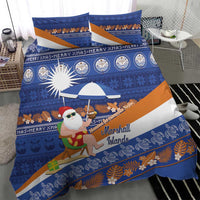 Marshall Islands Christmas Bedding Set Beachy Santa Monono ilo raaneoan Nejin - Polynesian Pride