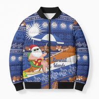 Marshall Islands Christmas Bomber Puffer Jacket Beachy Santa Monono ilo raaneoan Nejin - Polynesian Pride