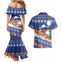 Marshall Islands Christmas Couples Matching Mermaid Dress and Hawaiian Shirt Beachy Santa Monono ilo raaneoan Nejin - Polynesian Pride
