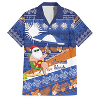 Marshall Islands Christmas Family Matching Short Sleeve Bodycon Dress and Hawaiian Shirt Beachy Santa Monono ilo raaneoan Nejin - Polynesian Pride