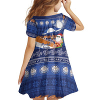 Marshall Islands Christmas Kid Short Sleeve Dress Beachy Santa Monono ilo raaneoan Nejin - Polynesian Pride