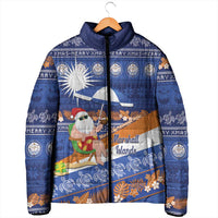 Marshall Islands Christmas Padded Jacket Beachy Santa Monono ilo raaneoan Nejin - Polynesian Pride