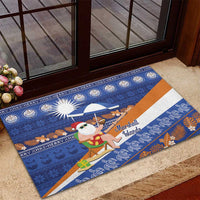 Marshall Islands Christmas Rubber Doormat Beachy Santa Monono ilo raaneoan Nejin - Polynesian Pride