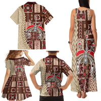 Samoa Tapau Family Matching Tank Maxi Dress and Hawaiian Shirt Samoan Siapo Pattern LT14 - Polynesian Pride