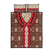 Samoa Siapo Quilt Bed Set Tapa Pattern Mix Ula Fala Hibiscus LT14 Brown - Polynesian Pride