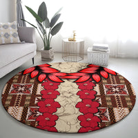 Samoa Siapo Round Carpet Tapa Pattern Mix Ula Fala Hibiscus LT14 - Polynesian Pride