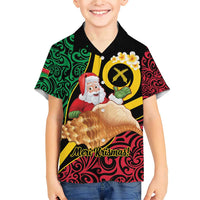 Vanuatu Christmas Family Matching Short Sleeve Bodycon Dress and Hawaiian Shirt Vanuatuan Conch Shell - Meri Krismas! LT14 Son's Shirt Black - Polynesian Pride