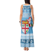 Fiji Christmas Tank Maxi Dress Fijian Masi Marau na Kerisimasi! - Blue