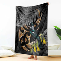 Aotearoa Kowhai Tui Bird Blanket Maori Ngaru With Silver Fern