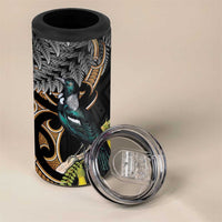 Aotearoa Kowhai Tui Bird 4 in 1 Can Cooler Tumbler Maori Ngaru With Silver Fern