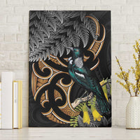 Aotearoa Kowhai Tui Bird Canvas Wall Art Maori Ngaru With Silver Fern