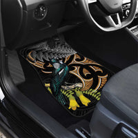 Aotearoa Kowhai Tui Bird Car Mats Maori Ngaru With Silver Fern