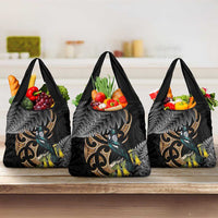 Aotearoa Kowhai Tui Bird Grocery Bag Maori Ngaru With Silver Fern