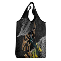 Aotearoa Kowhai Tui Bird Grocery Bag Maori Ngaru With Silver Fern