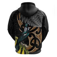 Aotearoa Kowhai Tui Bird Hoodie Maori Ngaru With Silver Fern
