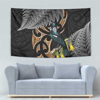 Aotearoa Kowhai Tui Bird Tapestry Maori Ngaru With Silver Fern