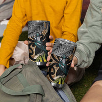 Aotearoa Kowhai Tui Bird Tumbler Cup Maori Ngaru With Silver Fern