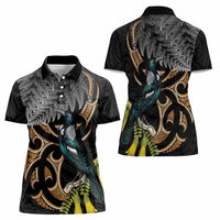 Aotearoa Kowhai Tui Bird Women Polo Shirt Maori Ngaru With Silver Fern