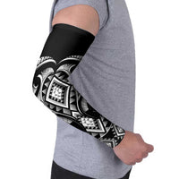 Black Ngaru Taniko With Aotearoa Maori Tattoo Arm Sleeves - Polynesian Pride