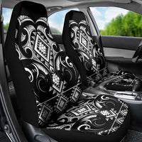Black Ngaru Taniko With Aotearoa Maori Tattoo Car Seat Cover
