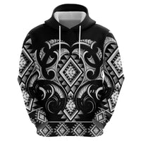 Black Ngaru Taniko With Aotearoa Maori Tattoo Hoodie