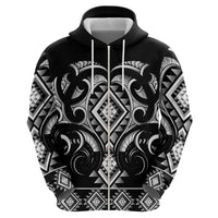 Black Ngaru Taniko With Aotearoa Maori Tattoo Hoodie
