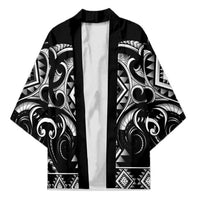 Black Ngaru Taniko With Aotearoa Maori Tattoo Kimono - Polynesian Pride