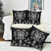 Black Ngaru Taniko With Aotearoa Maori Tattoo Pillow Cover - Polynesian Pride