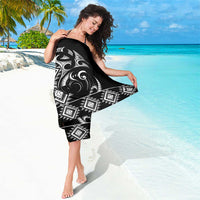 Black Ngaru Taniko With Aotearoa Maori Tattoo Sarong