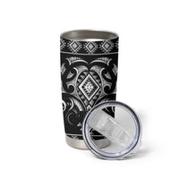 Black Ngaru Taniko With Aotearoa Maori Tattoo Tumbler Cup