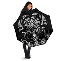 Black Ngaru Taniko With Aotearoa Maori Tattoo Umbrella - Polynesian Pride