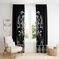 Black Ngaru Taniko With Aotearoa Maori Tattoo Window Curtain
