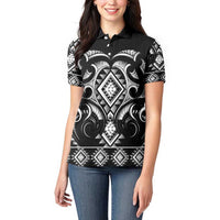 Black Ngaru Taniko With Aotearoa Maori Tattoo Women Polo Shirt